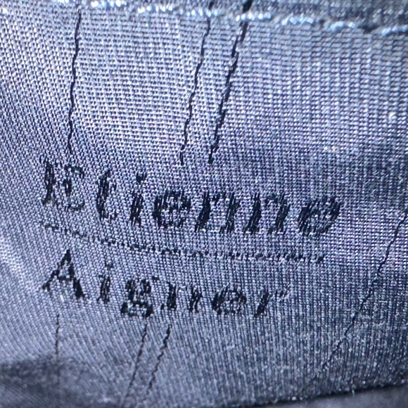 Vintage Etienne Aigner Navy Leather Convertible Satchel Handbag - Picture 4 of 5